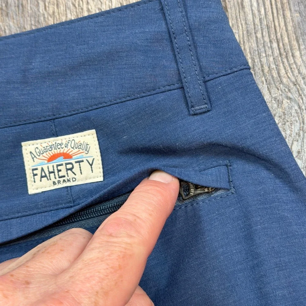 Faherty All Day Shorts Mens 35 Blue Hybrid Performance Quick Dry 9